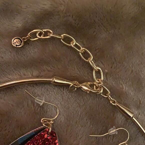 Reversible Plaid Necklace and Earring Set - Picture 5 of 13